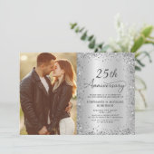 シルバーグリッターの25周年記念結婚式フォトアイテム 招待状 (スタンド正面)