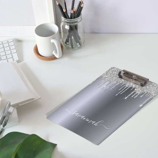 シルバーグリッターのdripsスクリプトエレガント名 クリップボード