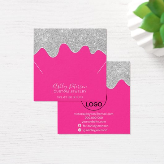 シルバーグリッターはネオンピンクのネックレスディスプレイを乾燥させる (デスク)