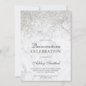 シルバーグリッターは大理石の輝きを放つシックキンセアニェラ 招待状 (正面)