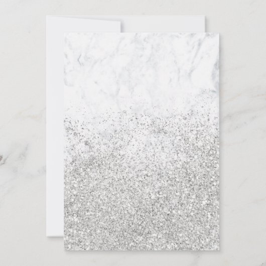 シルバーグリッターは大理石の輝きを放つシックキンセアニェラ 招待状 (裏面)