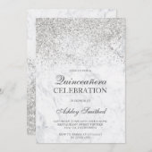 シルバーグリッターは大理石の輝きを放つシックキンセアニェラ 招待状 (正面/裏面)