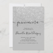 シルバーグリッターは灰色のグラデーションキンセアニェラ 招待状 (正面)