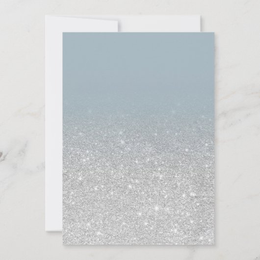 シルバーグリッターほこりグラデーションブルー写真甘い16 招待状 (裏面)