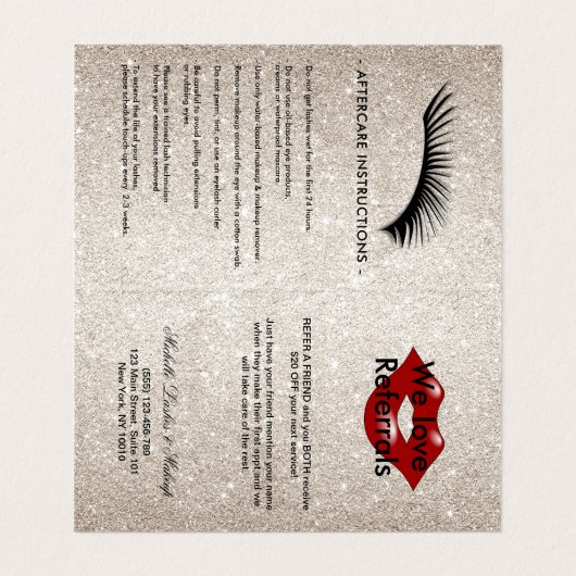 シルバーグリッターまつげアフターケア紹介 名刺 (内部フラット)