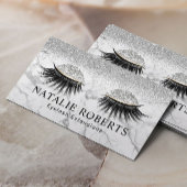 シルバーグリッターまつモダンげ大理石メイクアップアーティスト 名刺