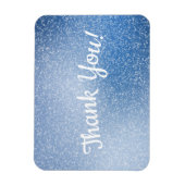 シルバーグリッターを青の背景にサンキューサンキュー マグネット (縦)