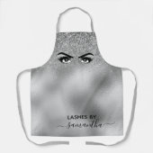 シルバーグリッターアイアイアイアイマツ手書きモノグラム エプロン (正面)