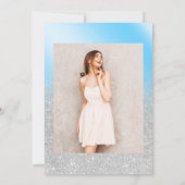 シルバーグリッターアイスブルーガーリーシック甘い16 招待状 (裏面)