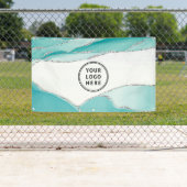 シルバーグリッターアゲートティール（緑がかった色）ミントユアロゴ 横断幕 (インサイチュ)