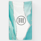 シルバーグリッターアゲートティール（緑がかった色）ミントユアロゴ 横断幕 (縦)