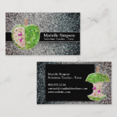 シルバーグリッターアップル代替先生家庭教師MUA 名刺 (正面/裏面)
