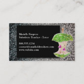 シルバーグリッターアップル代替先生家庭教師MUA 名刺 (裏面)