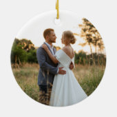 シルバーグリッターアメジストフォイル1stクリスマスフォト セラミックオーナメント (裏面)