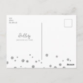 シルバーグリッターイメモダンージフォント日付の保存 ポストカード (裏面)