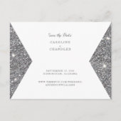 シルバーグリッターイメージウェディング日付を保存 ポストカード (正面)