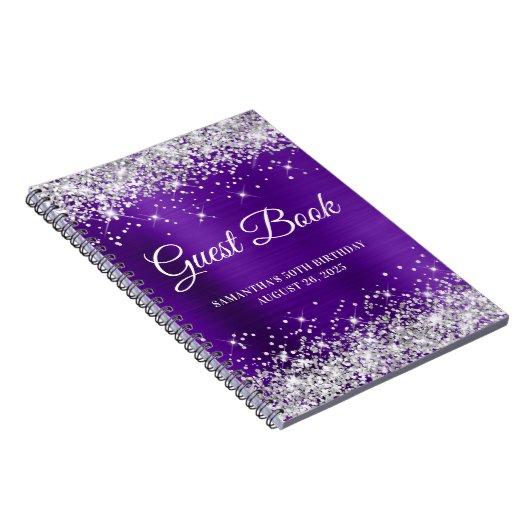 シルバーグリッターインディゴパープル50th誕生日 ノートブック (右側)