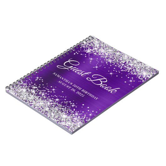 シルバーグリッターインディゴパープル50th誕生日 ノートブック (左側)