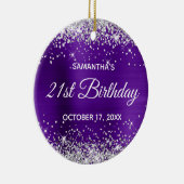 シルバーグリッターインディゴフォイル21歳の誕生日 セラミックオーナメント (右)
