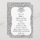 シルバーグリッターインフィニティハートバチェロレッテ 招待状 (正面/裏面)