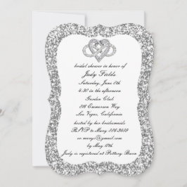 シルバーグリッターインフィニティハートブライダルシャワー招待状 招待状