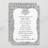 シルバーグリッターインフィニティハートブライダルシャワー招待状 招待状 (正面/裏面)