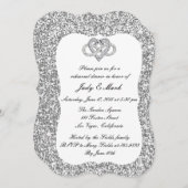 シルバーグリッターインフィニティハートリハーサルディナー 招待状 (正面/裏面)