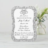 シルバーグリッターインフィニティハート婚約パーティ 招待状 (スタンド正面)