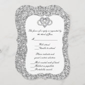 シルバーグリッターインフィニティハート応答カード 招待状 (正面/裏面)