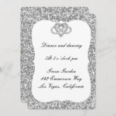 シルバーグリッターインフィニティハート披露宴カード 招待状 (正面/裏面)