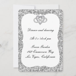 シルバーグリッターインフィニティハート披露宴カード 招待状