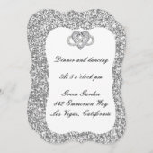 シルバーグリッターインフィニティハート披露宴カード 招待状 (正面/裏面)
