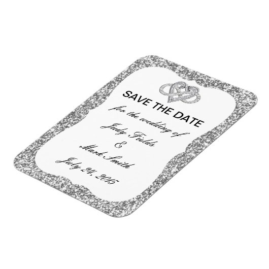 シルバーグリッターインフィニティハート日付磁石を保存 マグネット (左側)