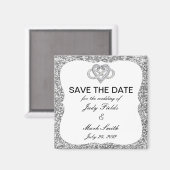 シルバーグリッターインフィニティハート日付磁石を保存 マグネット (正面/裏面)