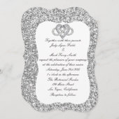 シルバーグリッターインフィニティハート結婚式招待状 招待状 (正面/裏面)