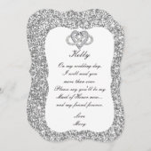 シルバーグリッターインフィニティハート メイドオブオナーカード 招待状 (正面/裏面)