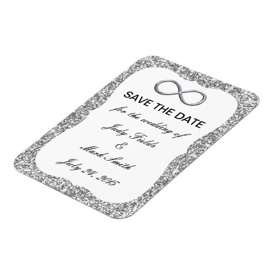シルバーグリッターインフィニティ日付磁石を保存 マグネット (左側)