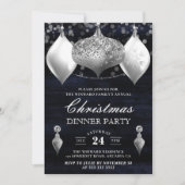 シルバーグリッターウィンターボードクリスマスディナー 招待状 (正面)