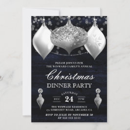 シルバーグリッターウィンターボードクリスマスディナー 招待状