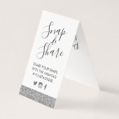 シルバーグリッターウェディングパーティーのハッシュタグの看板カード (裏面)