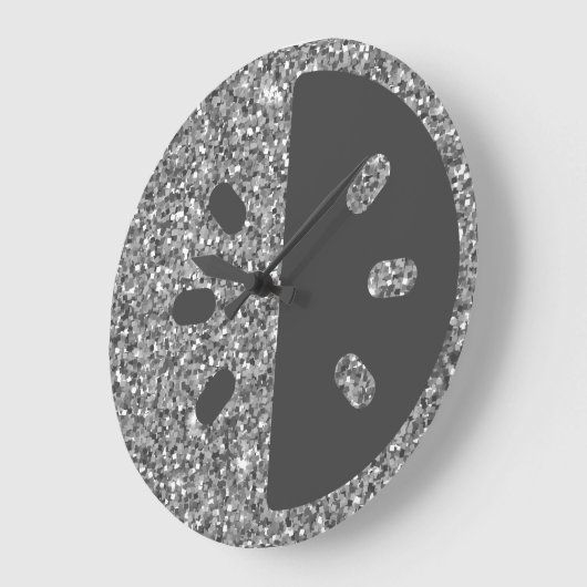 シルバーグリッターウォールクロック ラージ壁時計 (傾斜)