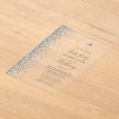 シルバーグリッターエッジファースト聖餐式 アクリル招待状 (レイダウン)