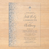 シルバーグリッターエッジファースト聖餐式 アクリル招待状 (正面)