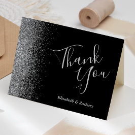 シルバーグリッターエッジ ブラック 結婚式 ありがとう カード