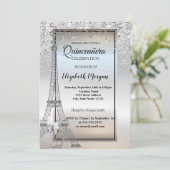 シルバーグリッターエッフェルタワーグラスキンセアニラ 招待状 (スタンド正面)