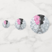 シルバーグリッターエッフェルタワーピンクブラックバルーン コンフェッティ (裏面)