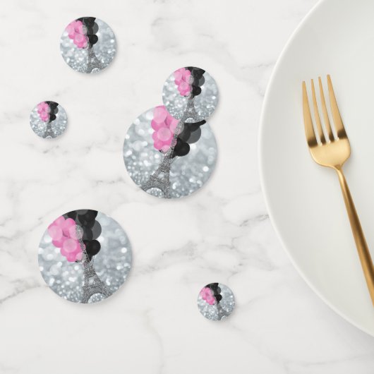 シルバーグリッターエッフェルタワーピンクブラックバルーン コンフェッティ (グループ)