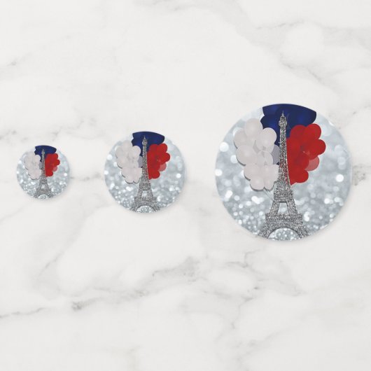 シルバーグリッターエッフェルタワー赤白青パーティー コンフェッティ (裏面)