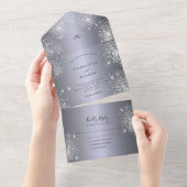 シルバーグリッターエレガントな結婚式 オールインワン招待状 (貼ってはがせる)