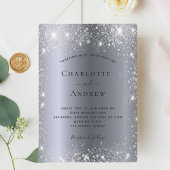 シルバーグリッターエレガントな結婚式 招待状